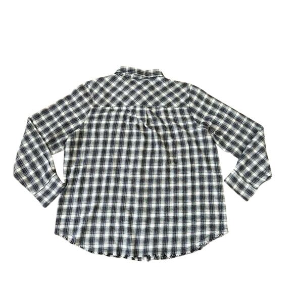 Lucky Brand Women's Medium Black White Plaid Flannel Button Down Cotton Shirt - Picture 8 of 8